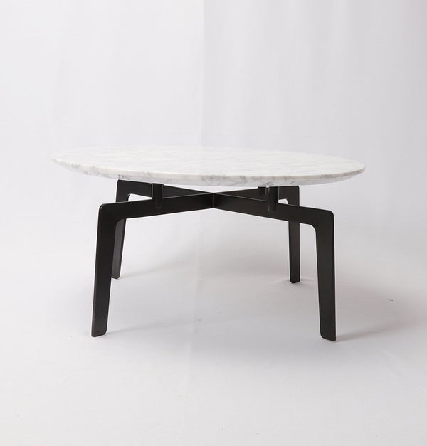 White Marble Coffee Table - Asar Coffee Table - Carrara Marble Top