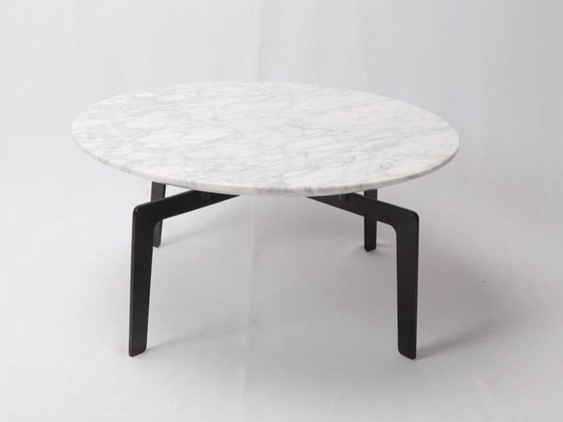 White Marble Coffee Table - Asar Coffee Table - Carrara Marble Top