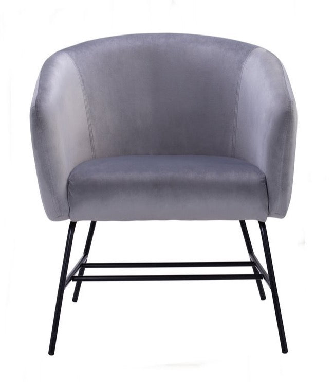 Galen Lounge Chair - Ash Grey Velvet - GFURN