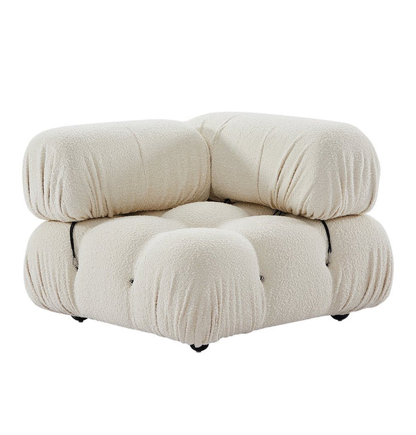 Gioia 1-Seater Chair - Left Corner - Cream/White Boucle - GFURN