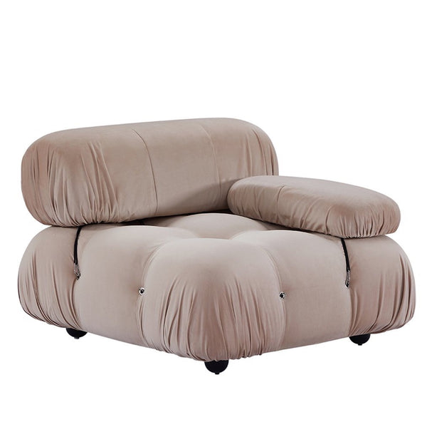 Gioia 1-Seater Chair - Right Armrest - Beige Velvet - GFURN