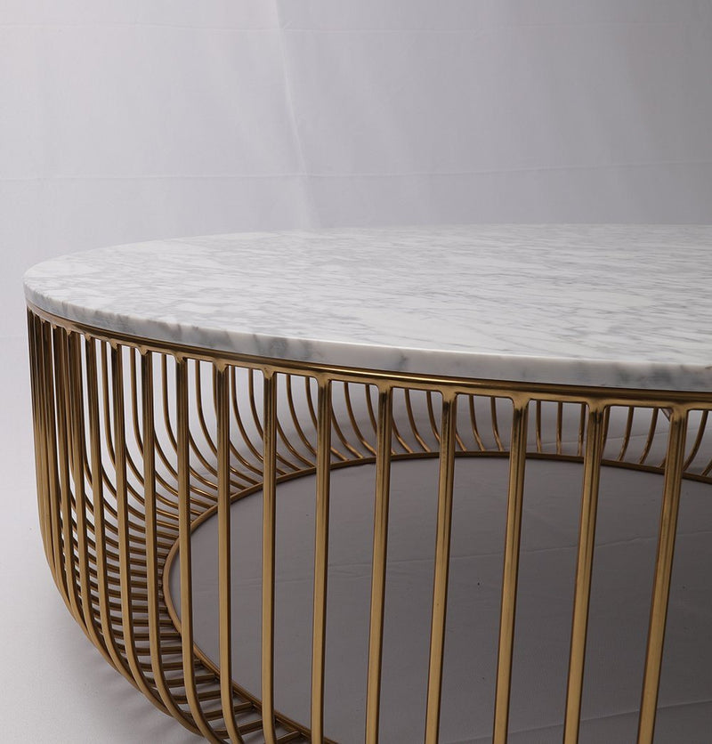 Mie Coffee Table - Carrara Marble Top & Gold Base - GFURN