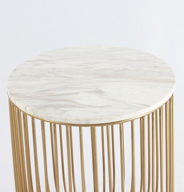Mie Side Table - Carrara Marble Top & Gold Base - GFURN